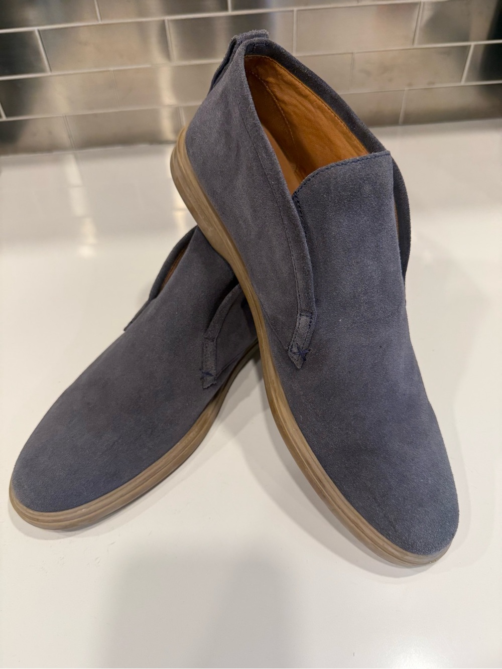 Peter Millar Navy Suede Slip-On Loafers